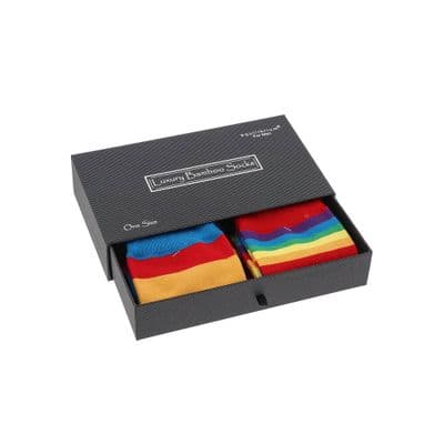 Luxury Bamboo Rainbow Socks for Men Gift Set (2 Pairs) Soft Breathable UK Designed