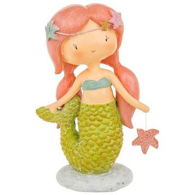 Magical Green Mermaid Ornament with Gift Box – Hand Painted Fantasy Collectable 14cm