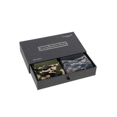 Men’s Bamboo Camo Socks Gift Set (2 Pack) – Breathable Luxury Soft Socks for Men UK