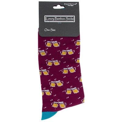 Men’s Cheers Burgundy Luxury Bamboo Socks – Soft Breathable UK One Size Gift