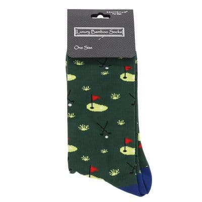 Men’s Golf Green Luxury Bamboo Socks – Soft Breathable UK One Size Gift