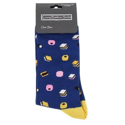 Men’s Navy Allsorts Bamboo Socks – Soft Breathable UK Designed Novelty Gift One Size