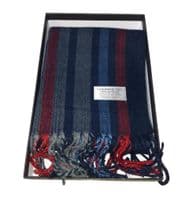 Men’s Stripes Fringed Scarf Red and Blue by Equilibrium for Men