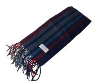 Men’s Stripes Fringed Scarf Red and Blue by Equilibrium for Men