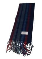 Men’s Stripes Fringed Scarf Red and Blue by Equilibrium for Men