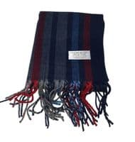 Men’s Stripes Fringed Scarf Red and Blue by Equilibrium for Men