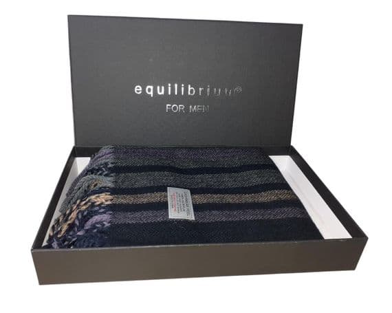 Men’s Stripes Fringed Scarf Yellow and Green by Equilibrium for Men