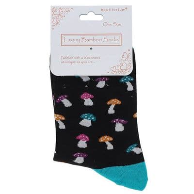 Mushrooms Bamboo Ladies One Size Socks – Soft Breathable Eco-Friendly Mid-Calf Fit