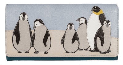 Ollie Penguin Mum & Babies Leather Purse with RFID protection