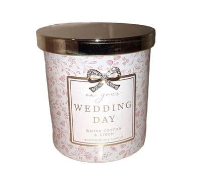 On your Wedding Day Boutique Soy Candle, White Cotton & Linen by Madelaine
