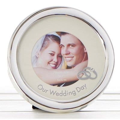 Our Wedding Circle Photo Frame – Elegant Round Wedding Keepsake Picture Frame
