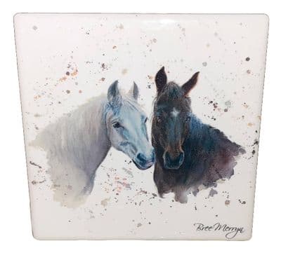 Pebbles Horse Ceramic Cork Backed Coaster by Bree Merryn – 10cm Square