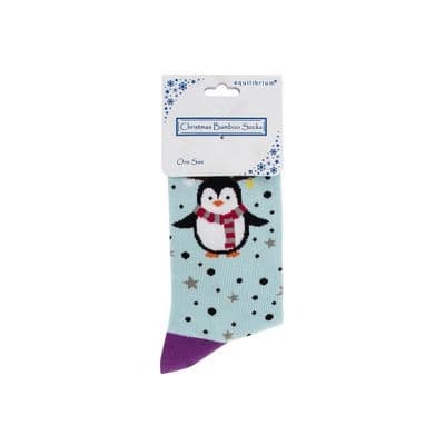 Penguin Christmas Bamboo Ladies One Size Socks Xmas