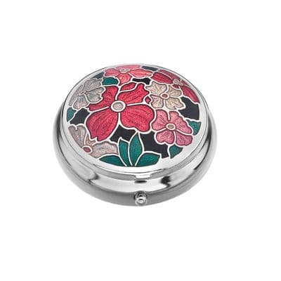 Pill Box, Red Multi Flower
