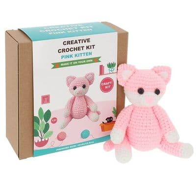 Pink Kitten Crochet Craft Kit for Beginners | DIY Animal Crochet Set Ages 12+