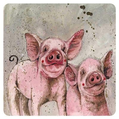 Pinkie and Perky Corked Backed Coaster by Alex Clark