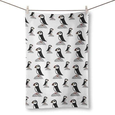 Puffins Cotton Tea Towel by Bells Scambler