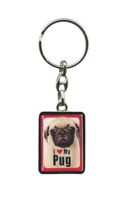 Pug Metal Keyring