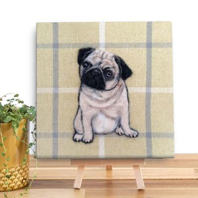 Pug Mini Wooden Canvas by Sharon Salt