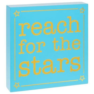 Reach for the Stars Large Square Plaque – Gift Boxed Wall or Freestanding 20cm