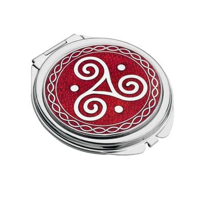 Red Compact Mirror Celtic Triskele