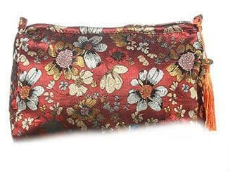 Red Floral Meadow Cosmetic Bag
