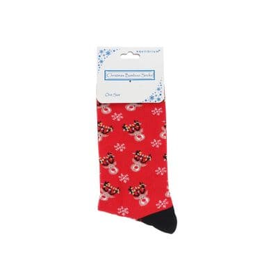 Reindeer Lights Bamboo Men’s Socks One Size UK Soft Festive Christmas Gift