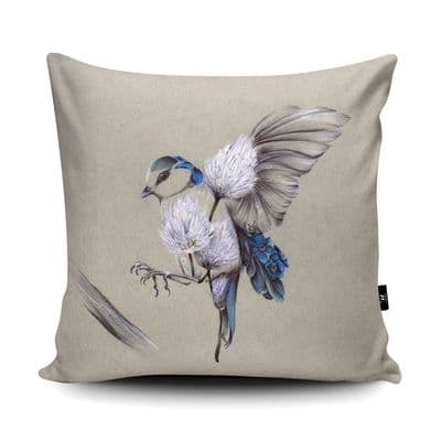 Rustic Bird Flight Print vegan faux suede cushion with a Fibre Inner by Kat Baxter