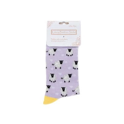 Sheep Lilac Bamboo Ladies Socks – Luxury Soft UK Designed One Size