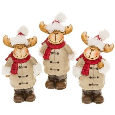 Shudehill Small Reindeer Set of 3 Christmas Figurines – Festive Winter Decorations