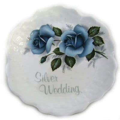 Silver Wedding Small Plate, Fine Bone China