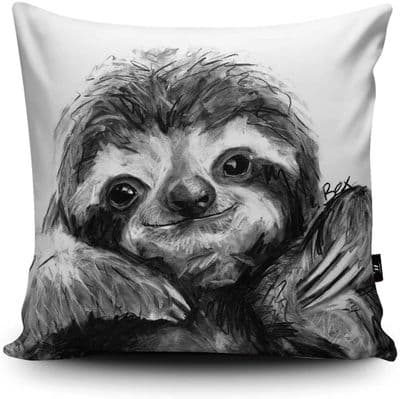 Sloth Print vegan faux suede cushion with a Fibre Inner by Bex Williams