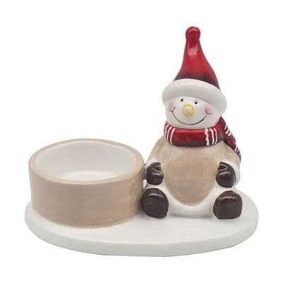 Snowman Ceramic Tealight Holder