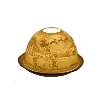Snowman Sleigh Nordic Lights Candle Shade and Plate
