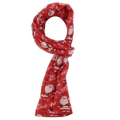 Sparkle Red Santa Christmas Scarf for Women – Festive Printed Winter Scarf by Equilibrium
