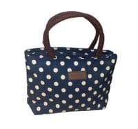 Spots Waterproof Handbag Blue and Cream