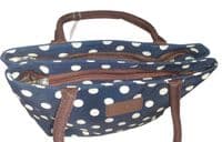 Spots Waterproof Handbag Blue and Cream