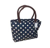Spots Waterproof Handbag Blue and Cream