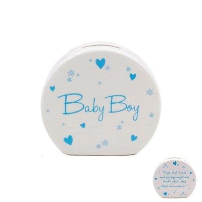Star and Heart Baby Boy Fine China Money Box
