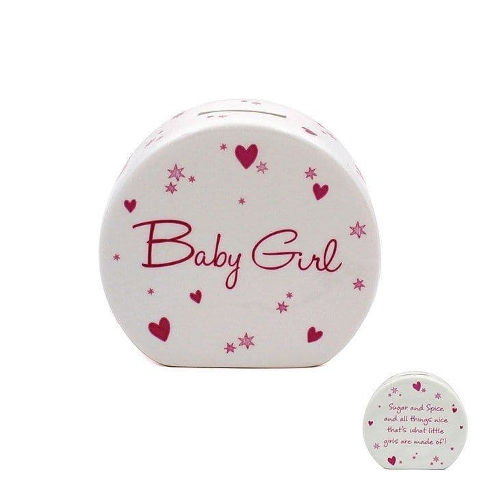Star and Heart Baby Girl Fine China Money Box