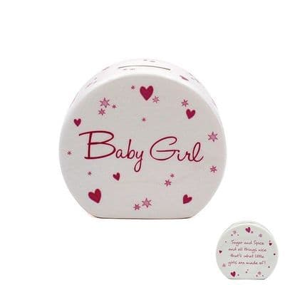 Star and Heart Baby Girl Fine China Money Box