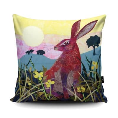 Sunrise Hare Cushion with a Fibre Inner by Kate Findlay
