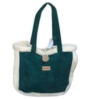 Teal Corduroy and Faux Sheepskin Bag by Equilibrium