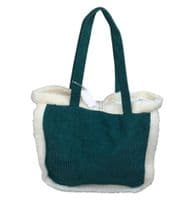 Teal Corduroy and Faux Sheepskin Bag by Equilibrium