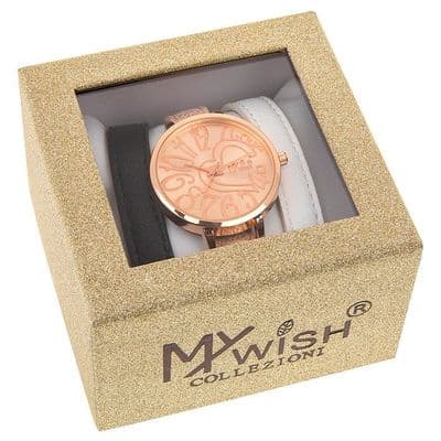 Timeless Rose Gold Coloured Ladies Watch Gift Set with 2 Extra Interchangeable Straps