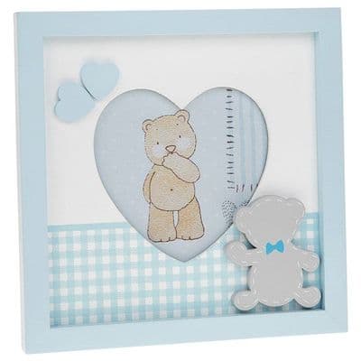 Tiny Ted Gingham Blue Heart Frame 4x4