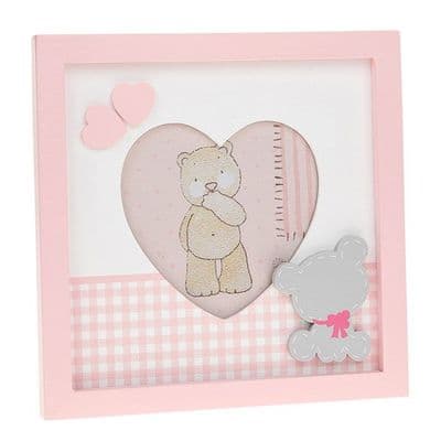 Tiny Ted Gingham Pink Heart Frame 4x4