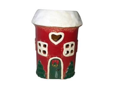 Village Pottery Heart Christmas Wax Melt Warmer – Handcrafted Tealight Burner
