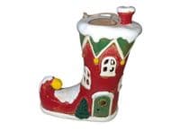 Village Pottery Xmas Elf Boot House Tealight
