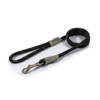 Viva Reflective Black Rope Dog Lead 1.07m x 10mm | Up to 30kg